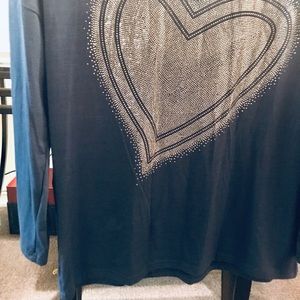 New Bling Blue Long sleeve SOFT Pullover T-shirt - fits like a 2x NWOT